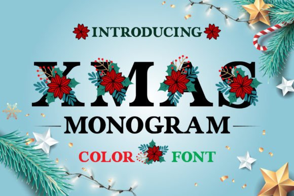 Xmas Monogram: A Color Font for Festive Holiday Designs